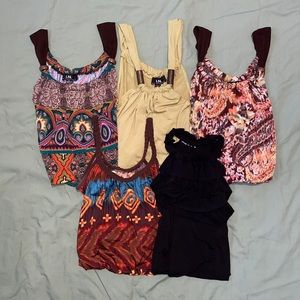 Bundle of Five Early 2000s Banded Blouses, size M